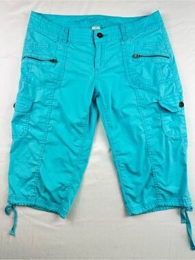Y2K Low Rise Cargo Capris Arizona Jeans Turquoise Utility Cropped Streetwear 9